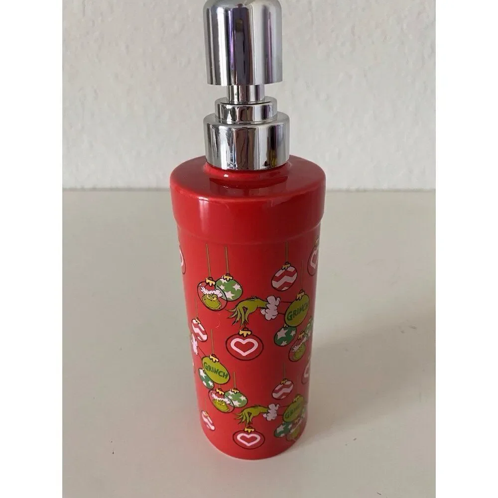 De. Seuss The Grinch Ceramic Soap Dispenser Pump‎ Christmas Ornaments Red NEW
